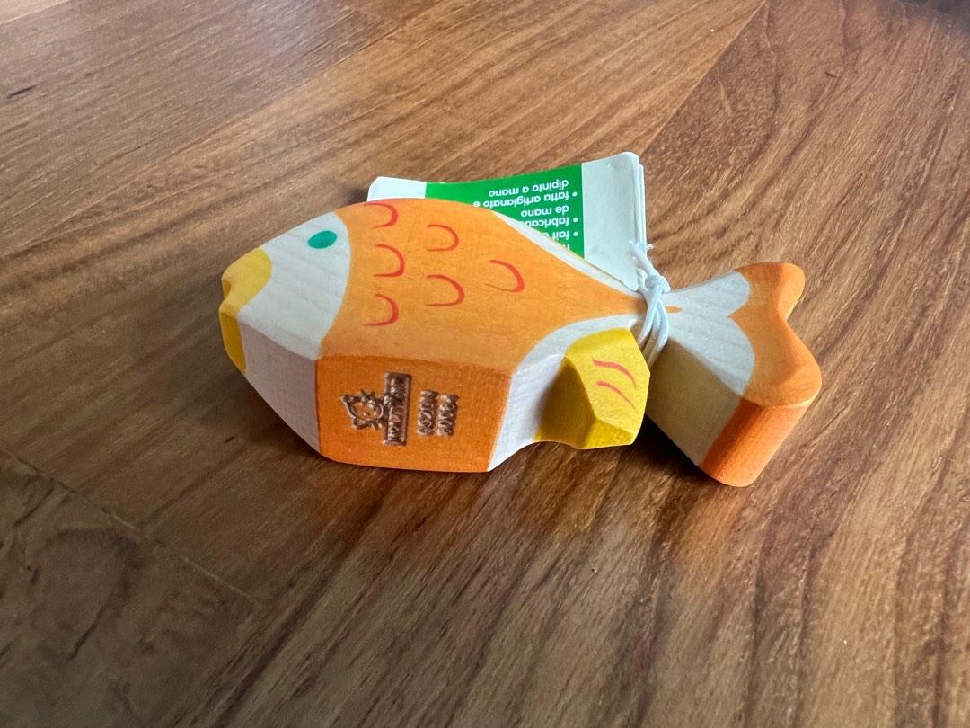 Authentic Holztiger Orange Gold Fish Waldorf wooden toy sea ocean figurine