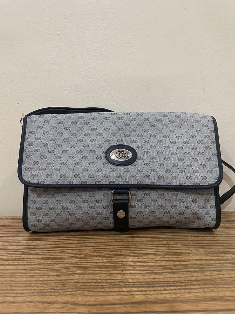 Authentic Vintage Gucci Navy Grey Crossbody Bag