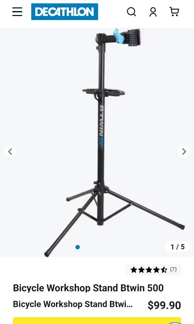 Bicycle Workshop Stand Btwin 500 Foldable Black