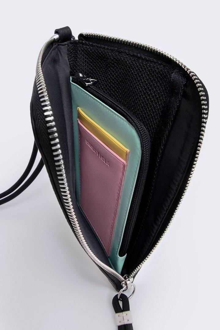 Bimba Y Lola BLACK LEATHER MULTIFUNCTION POCHETTE wallet handphone purse sling bag