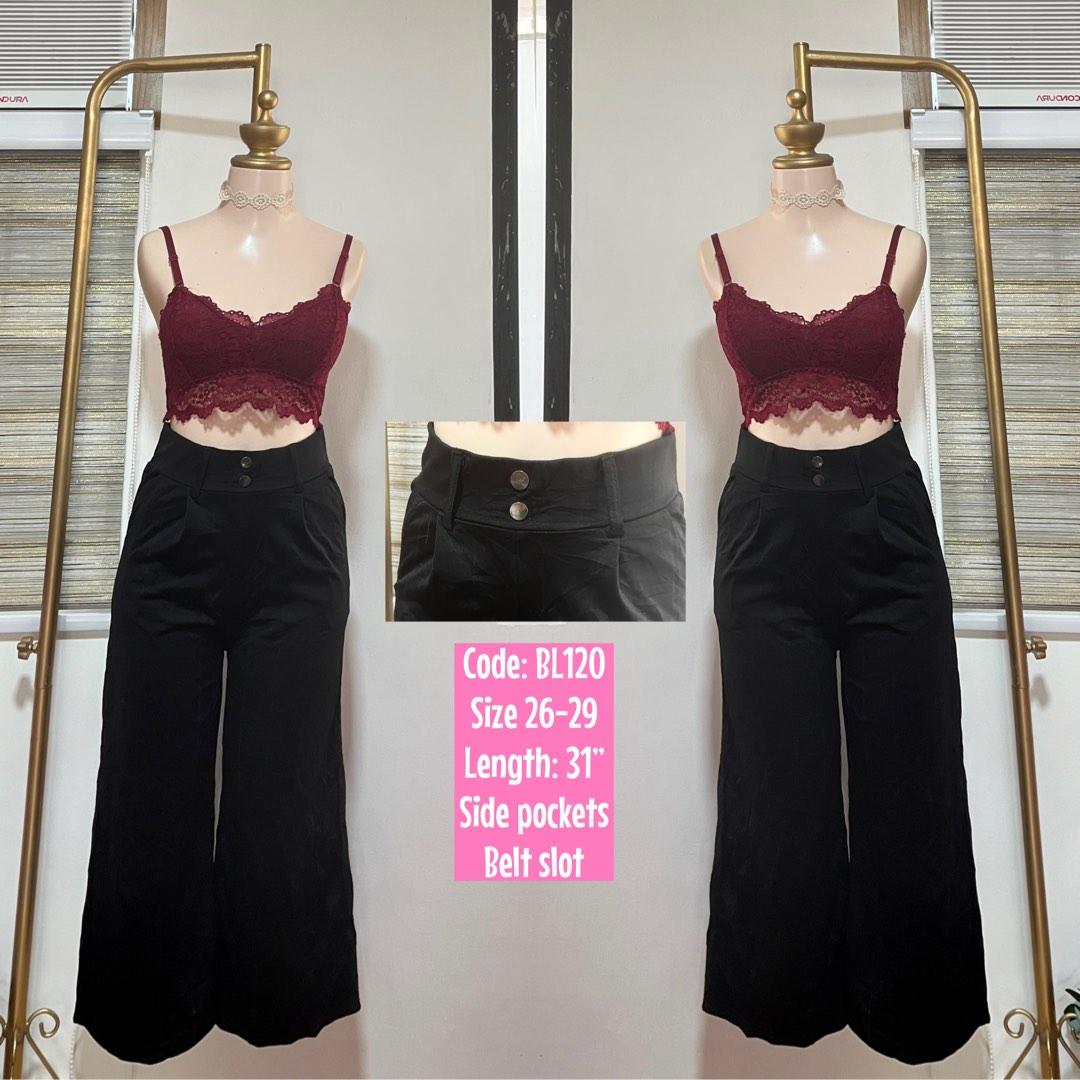 Black trouser semi formal casual office wide leg baggy flare square pants Women s Fashion Bottoms Other Bottoms on Carousell