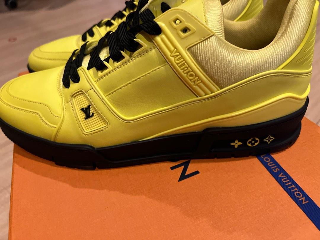 Lv trainer leather low trainers Louis Vuitton Yellow size 9 UK in