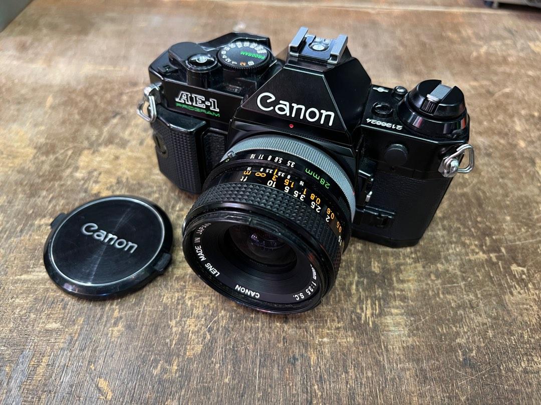 Canon AE-1 Program 連原廠FD 28mm f3.5廣角鏡, 攝影器材, 相機- Carousell
