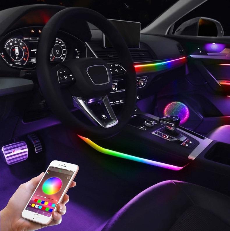 Car Interior Ambient Lights, RGB Symphony Car LED Strip Light, Acrylic  Fiber Optic, Music Sync Rhythm,APP Control,Sound Active Function Decoration
