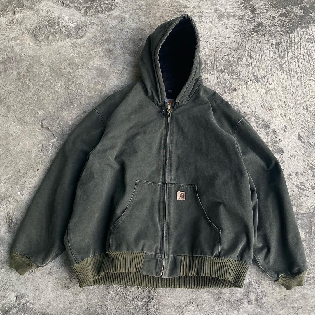 carhartt active jacket mos green, Fesyen Pria, Pakaian , Atasan di