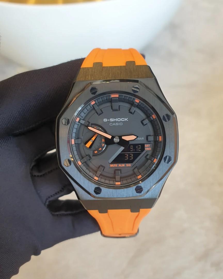 Casioak GA 2010 Black Orange in Black Bezel Orange Strap Men s