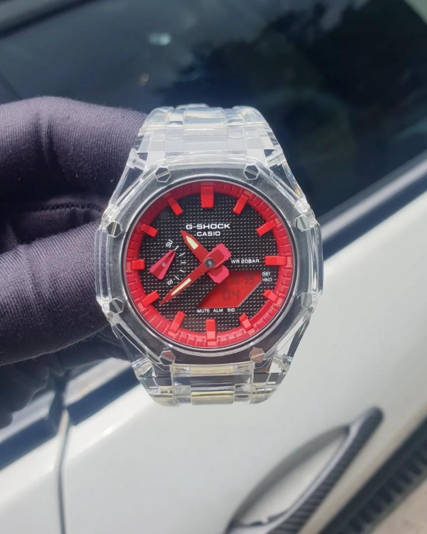 G shock transparent best sale red