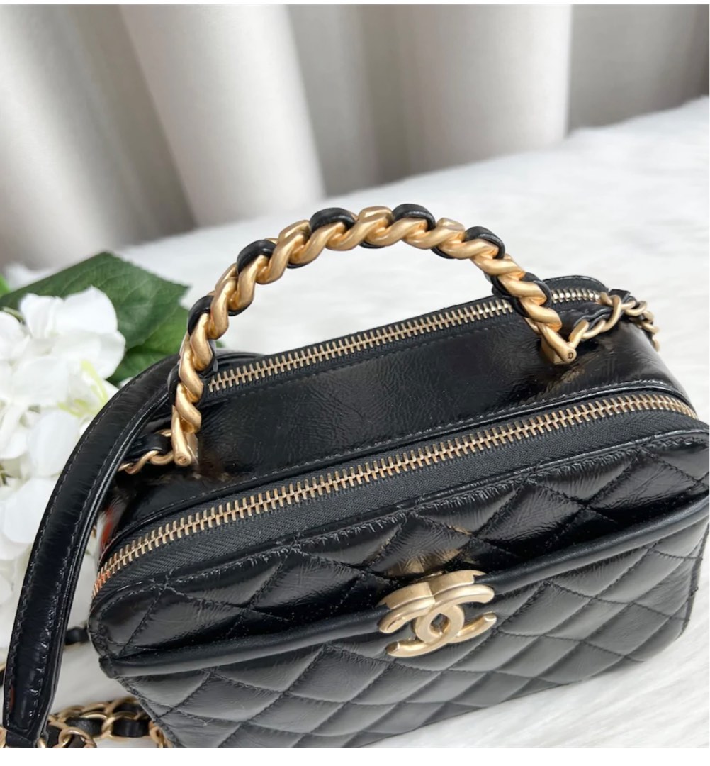 Chanel Black Vanity Case With Handle (Not 22B 22K), Luxury, Bags ...