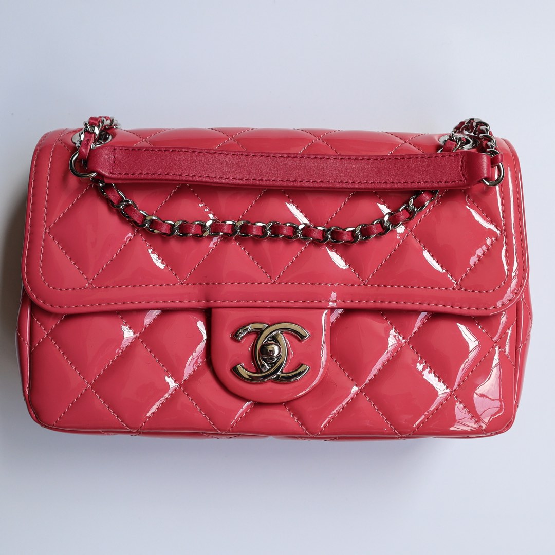 Chanel Coco Shine Small Flap Quilted Patent Leather in Pink