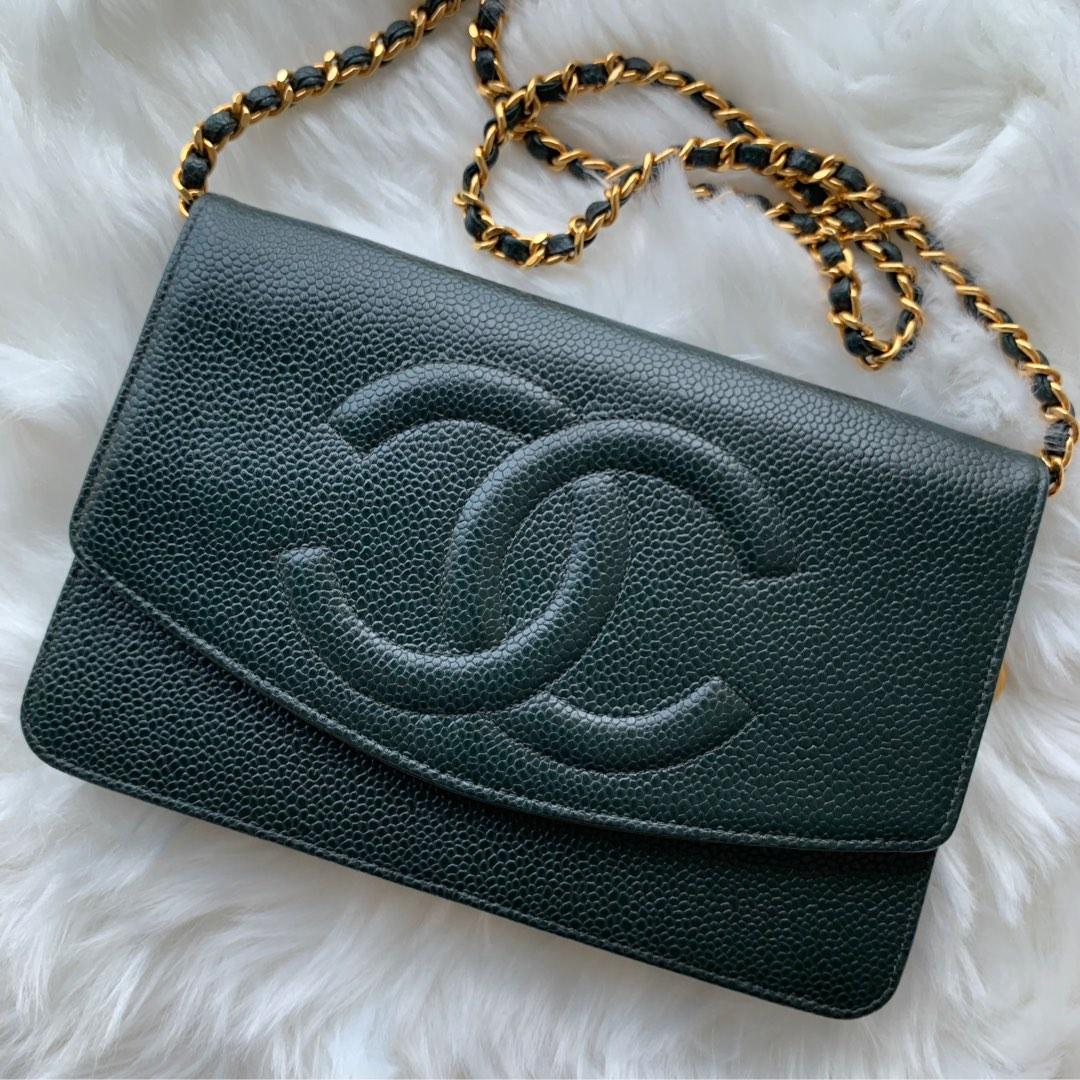 Chanel Vintage Wallet on Chain WOC in Dark Emerald Green Caviar 24K Gold  Hardware GHW , Luxury, Bags & Wallets on Carousell