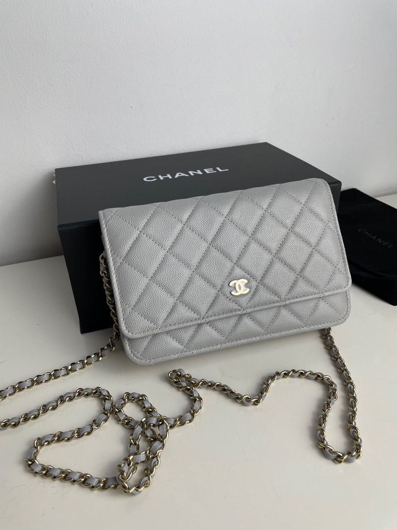 Chanel wallet on chain grey discount