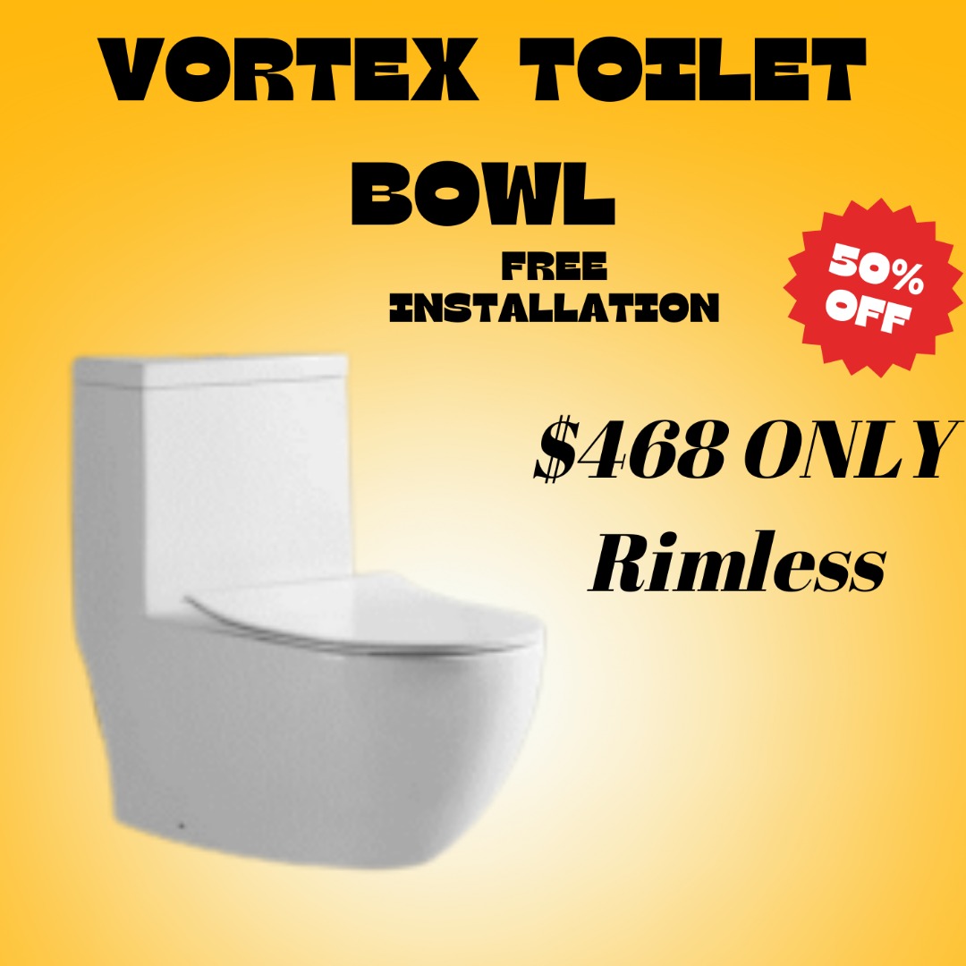 CHEAPEST VORTEX/TORNADO RIMLESS TOILET BOWL, Furniture & Home Living