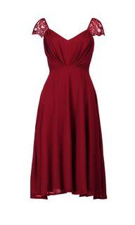 Chiffon lace sleeve midi dress