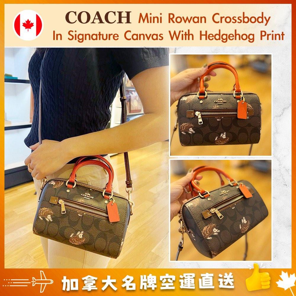 Coach Outlet Mini Rowan Crossbody In Signature Canvas With Hedgehog Print  in Red