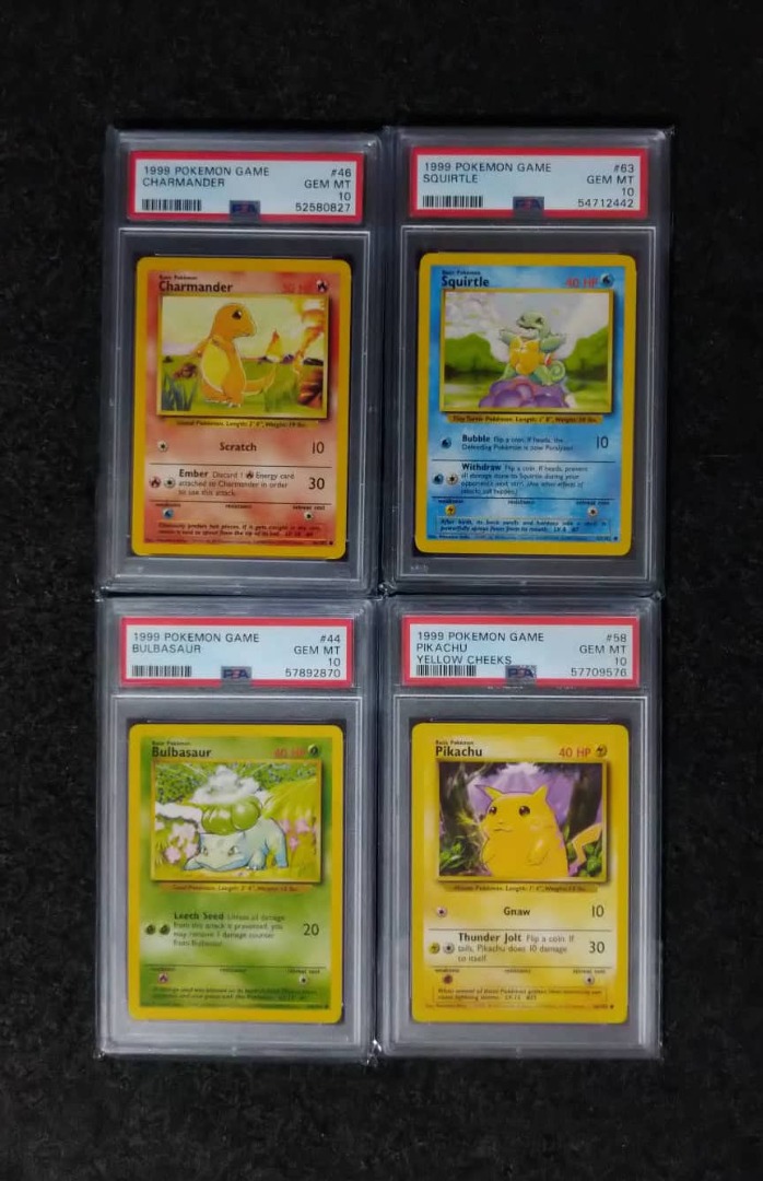COMPLETE SET All 4 Original Starters 1999 Base Set English Pokemon