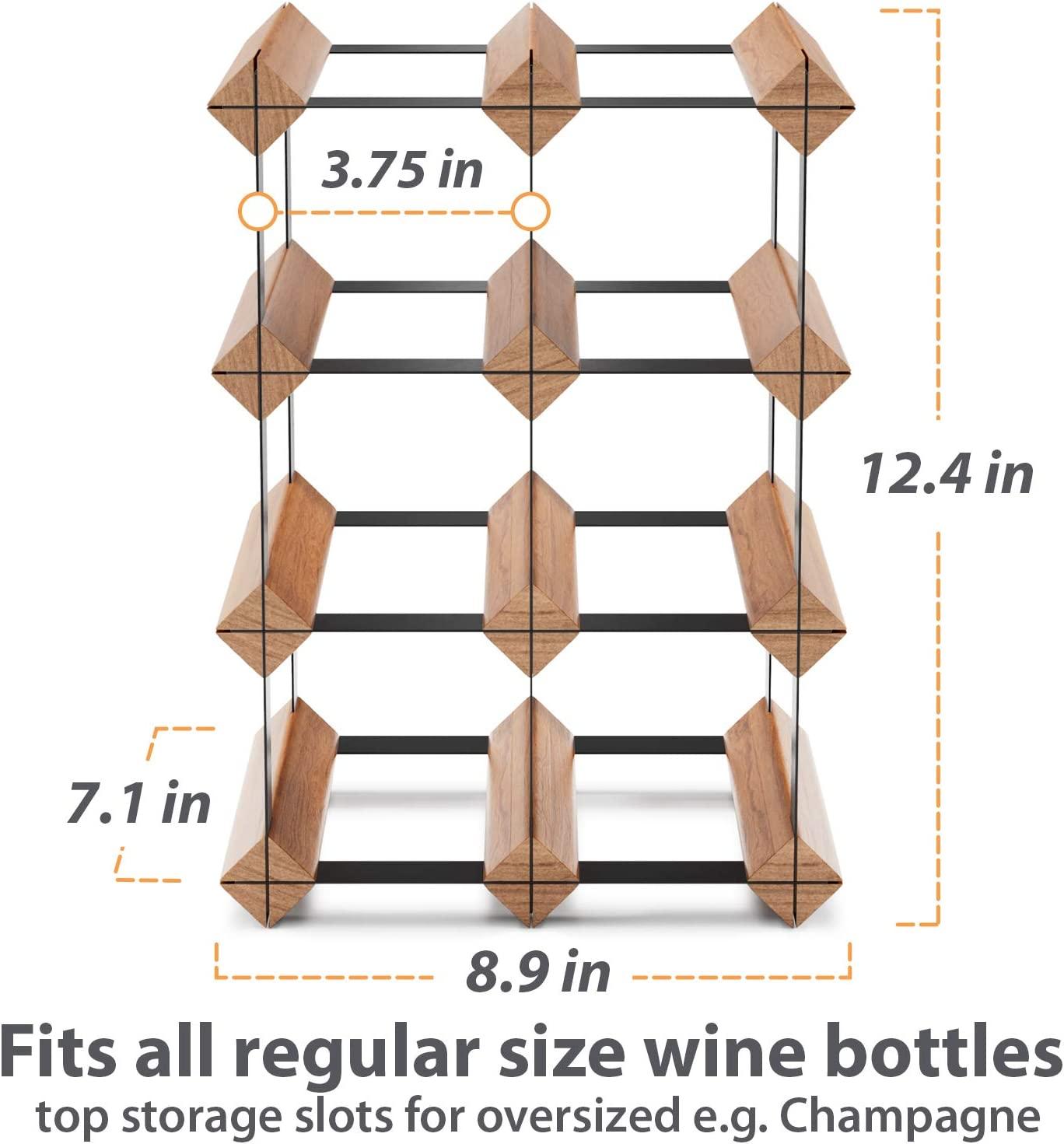 Countertop Wine Rack 6 Bottle Wine Holder w/ 2 Extra Slots No