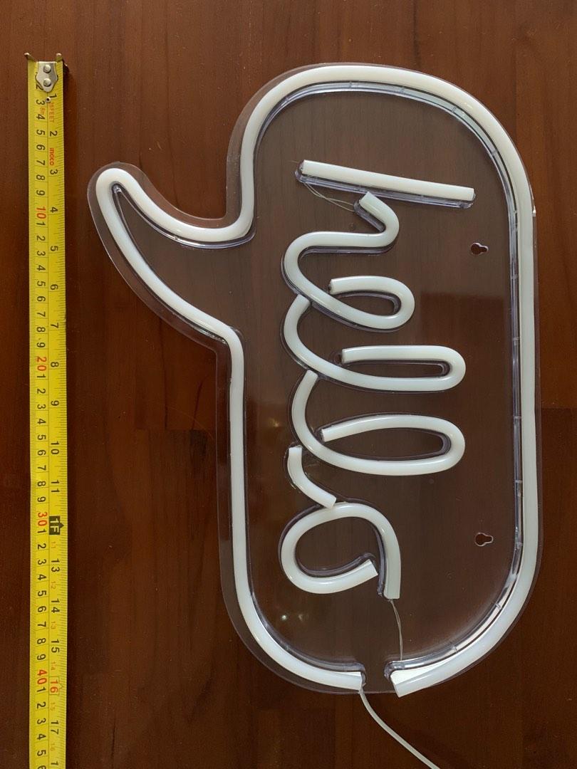 Decorative Neon Sign (Hello), Furniture & Home Living, Home Decor ...