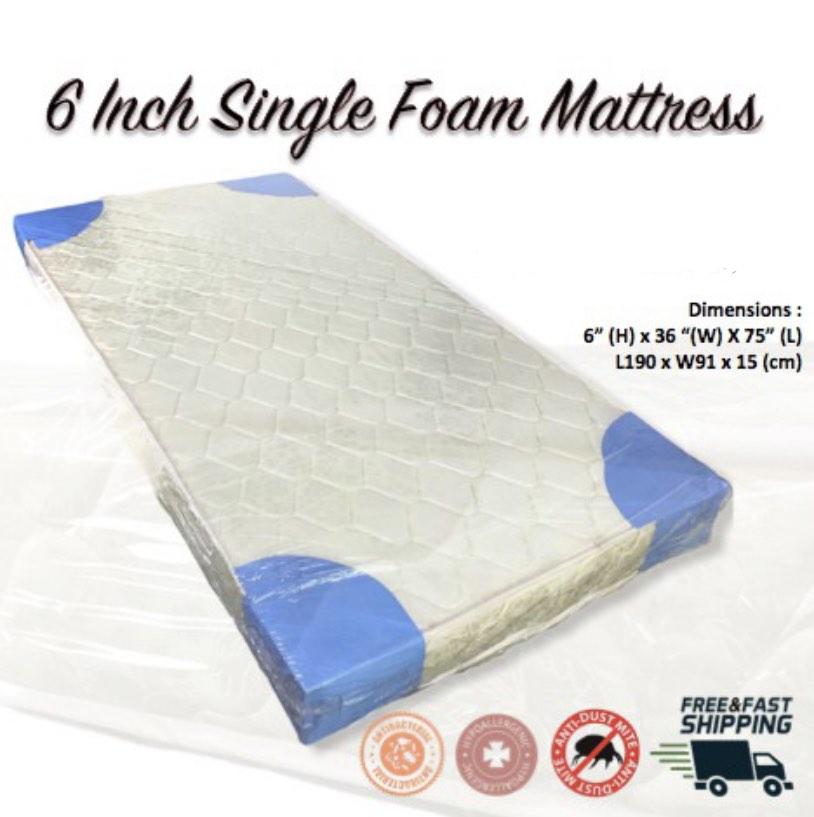 [Deliver in 12 Day] 6 Inch Single Size Mattress, Furniture & Home