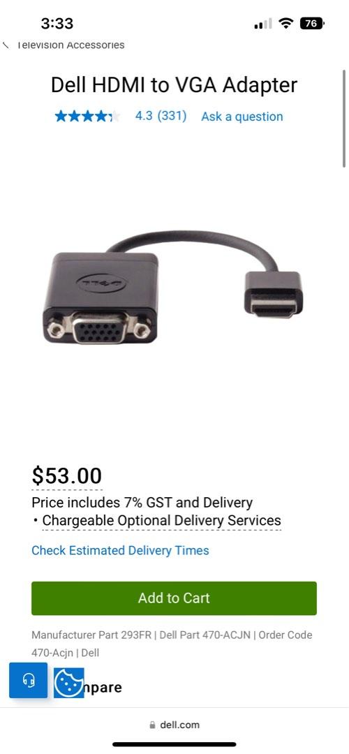 Dell HDMI to VGA Adapter Original (Category: Cables & Adaptors) located in Quezon City. Submitted by ramosieee (Listing ID 1186172905, Image 1). Description: Brandnew; Available onhand 3pcs for ₱699 ✔️ BIG DISCOUNT FOR BULK ORDERS ✔️SAME DAY DELIVERY “AS IS, WHERE IS”.