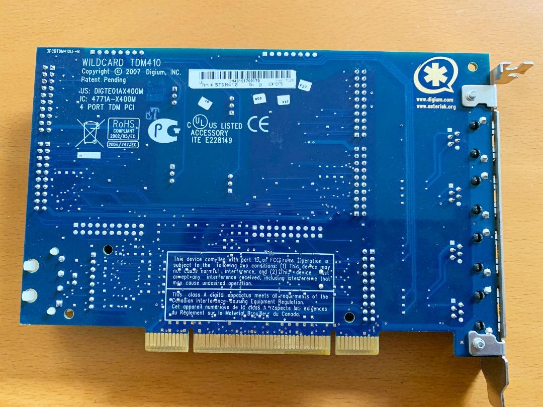 Digium Wildcard TDM410 Analog Telephony Card, Computers & Tech, Office ...