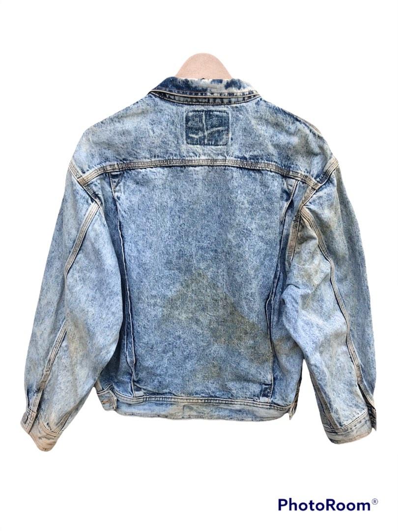 levi's acid wash jean jacket men's vintage stone washed bleached denim ❤  liked on Polyvore featuring mens … | Diy denim jacket, Acid wash denim  jacket, Denim design