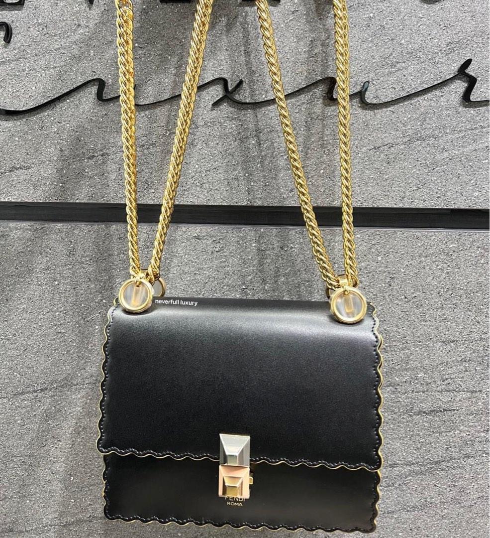 Fendi KANI SMALL SHOULDER BAG BLACK LEATHER Bag