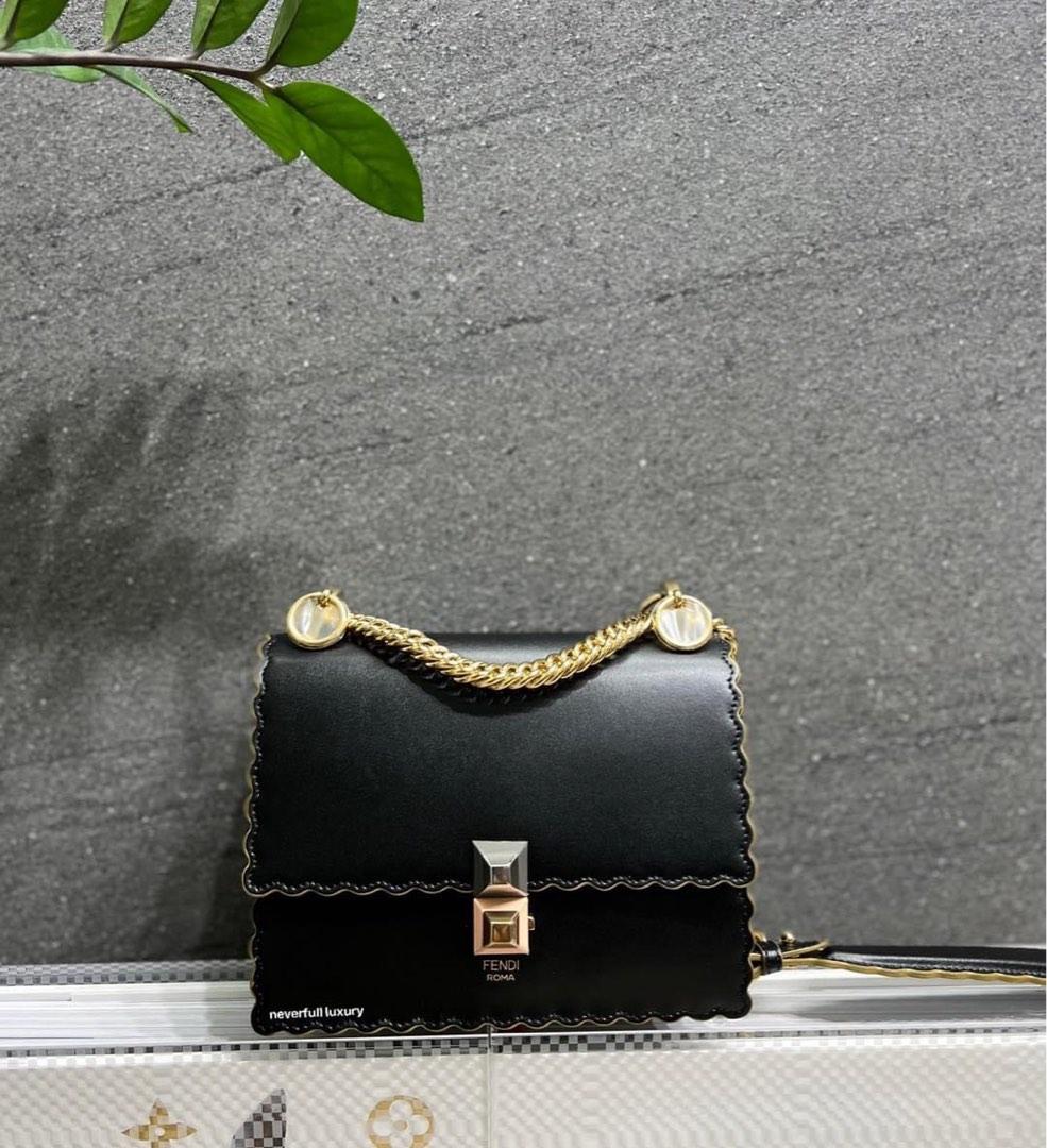 Fendi KANI SMALL SHOULDER BAG BLACK LEATHER Bag