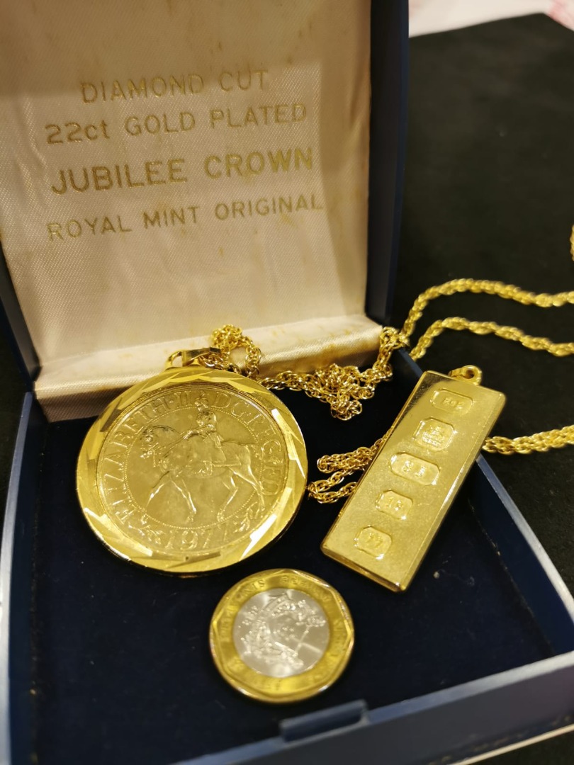 Gold plated medallion pendant sale