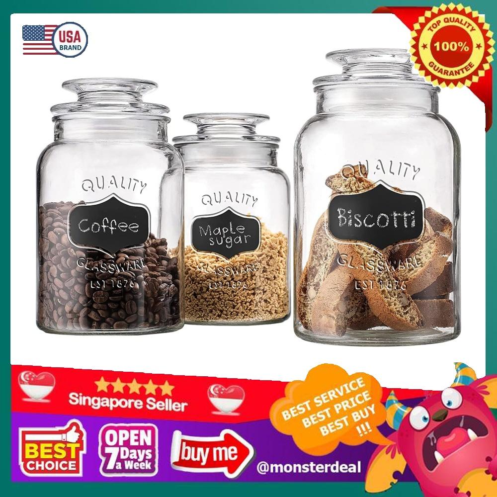 Glass Canister Set for Kitchen or Bathroom, Sugar Packet ...