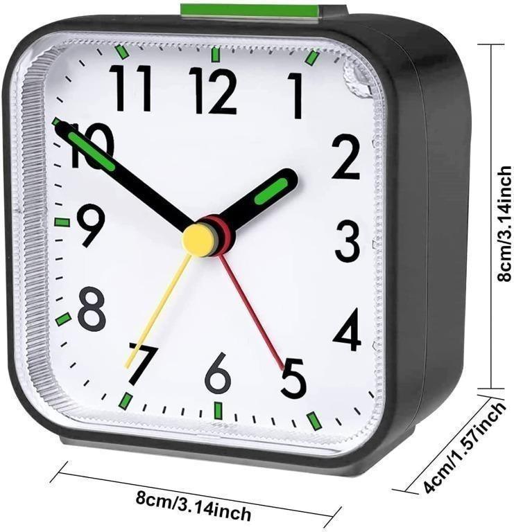 Silent alarm clock bedside non ticking battery powered analogue table