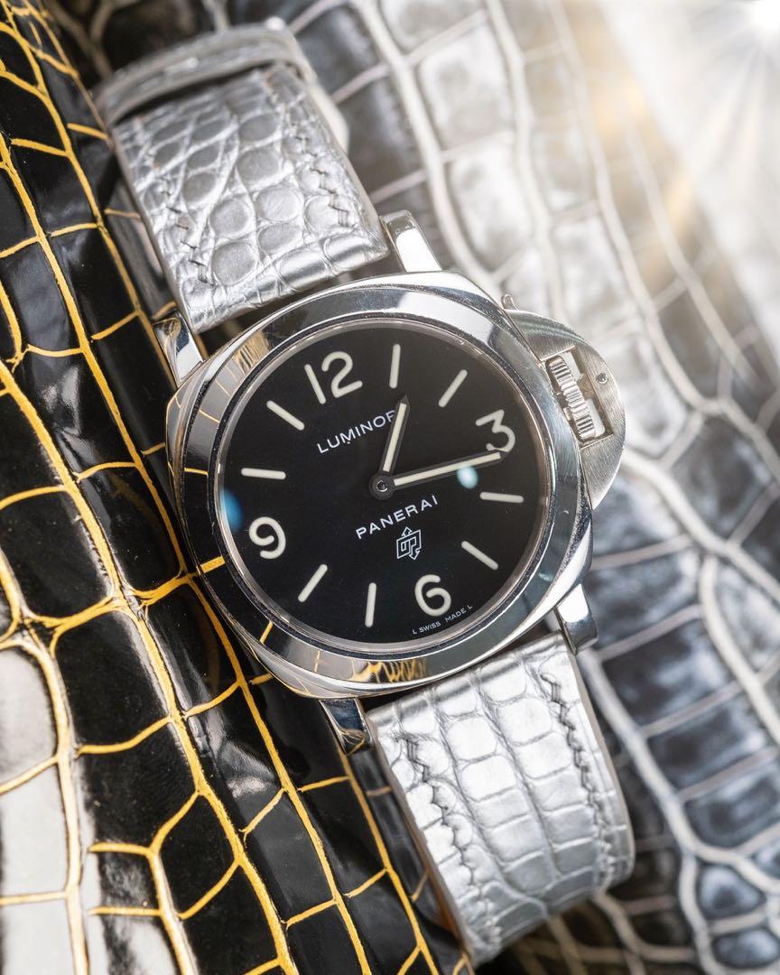 Handmade Handstitched Watch Strap In Metallic Silver Alligator