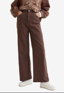 h&m brown twill wide leg jeans pants