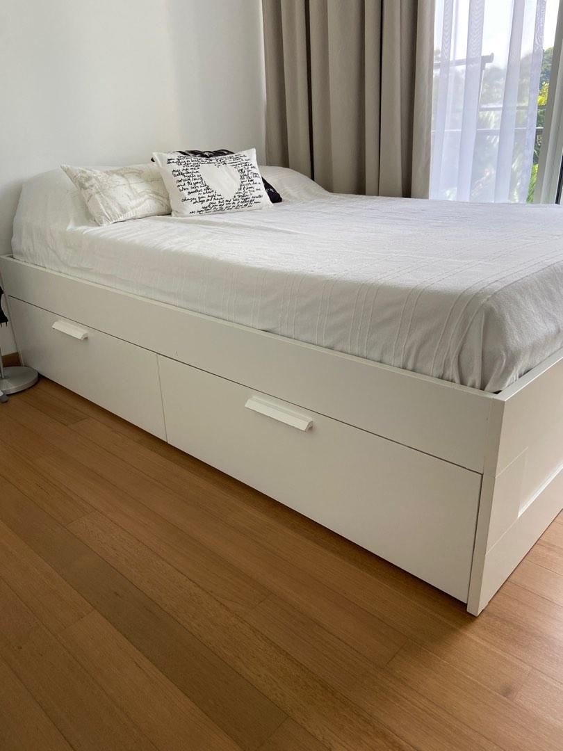 Ikea Brimnes bed with storage, Furniture & Home Living, Furniture, Bed