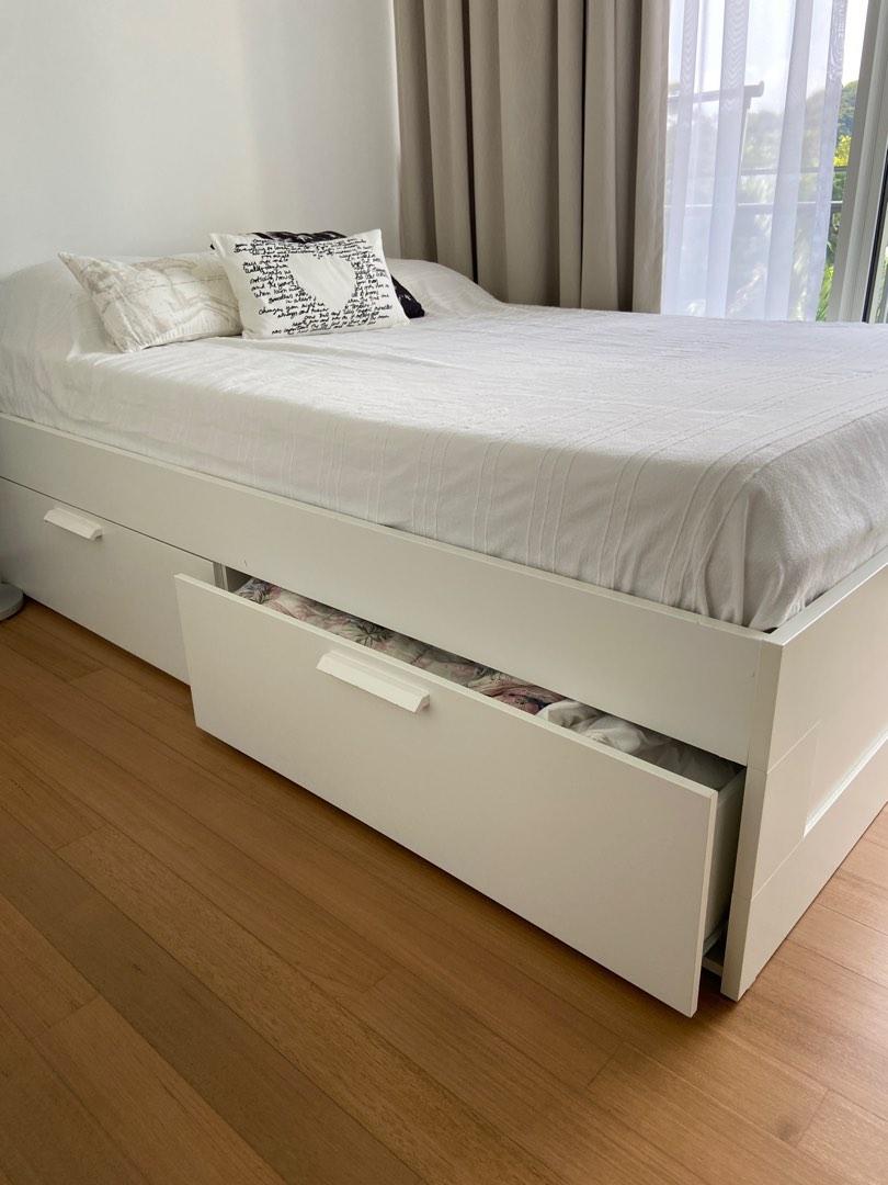 Ikea Brimnes bed with storage, Furniture & Home Living, Furniture, Bed
