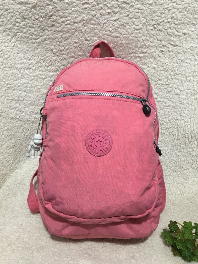 Kipling pink backpack with monkey, Women's Fashion, Bags & Wallets