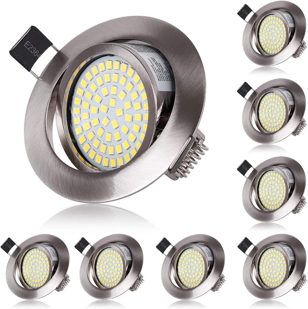 LED Recessed Ceiling Lights Cool White 6000K Downlight Integrated Ultra Slim Spotlights 3.5W 400LM IP20 Protection Round Nickel for Living room Bedroom Kitchen Pack of 4 