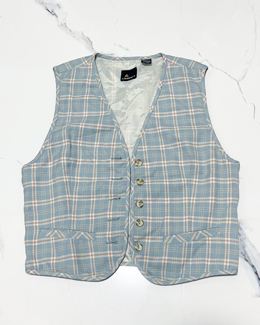 light blue vest, Women's Fashion, Tops, Other Tops on Carousell