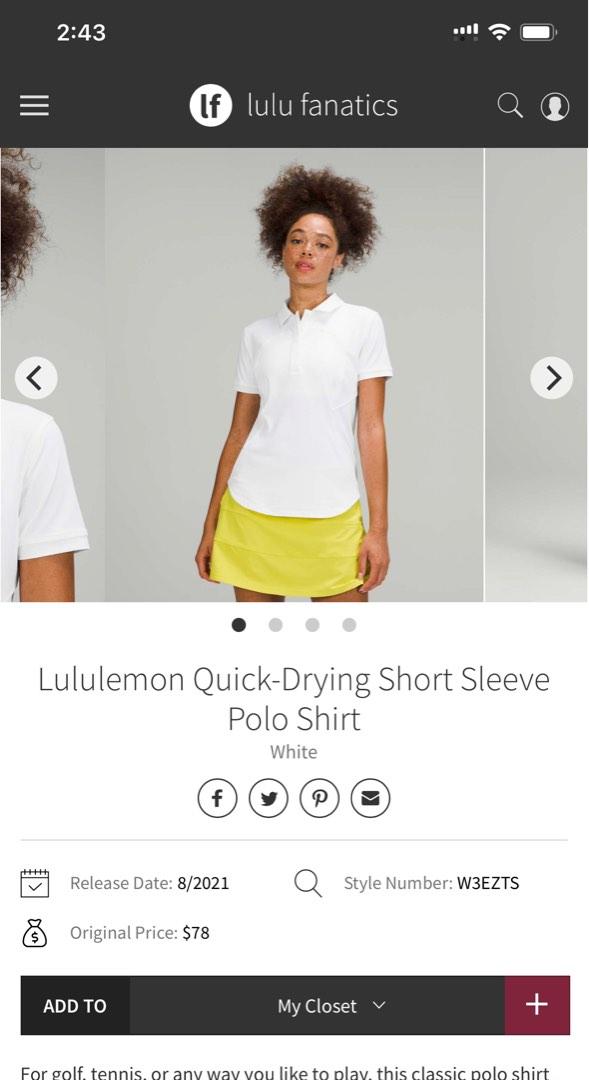 Lululemon Quick-Drying Short Sleeve Polo Shirt White, Women's Fashion,  Activewear on Carousell