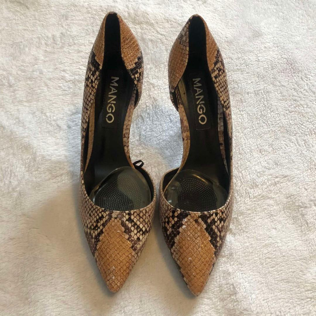 Mango Snakeskin Heels Women s Fashion Footwear Heels on Carousell