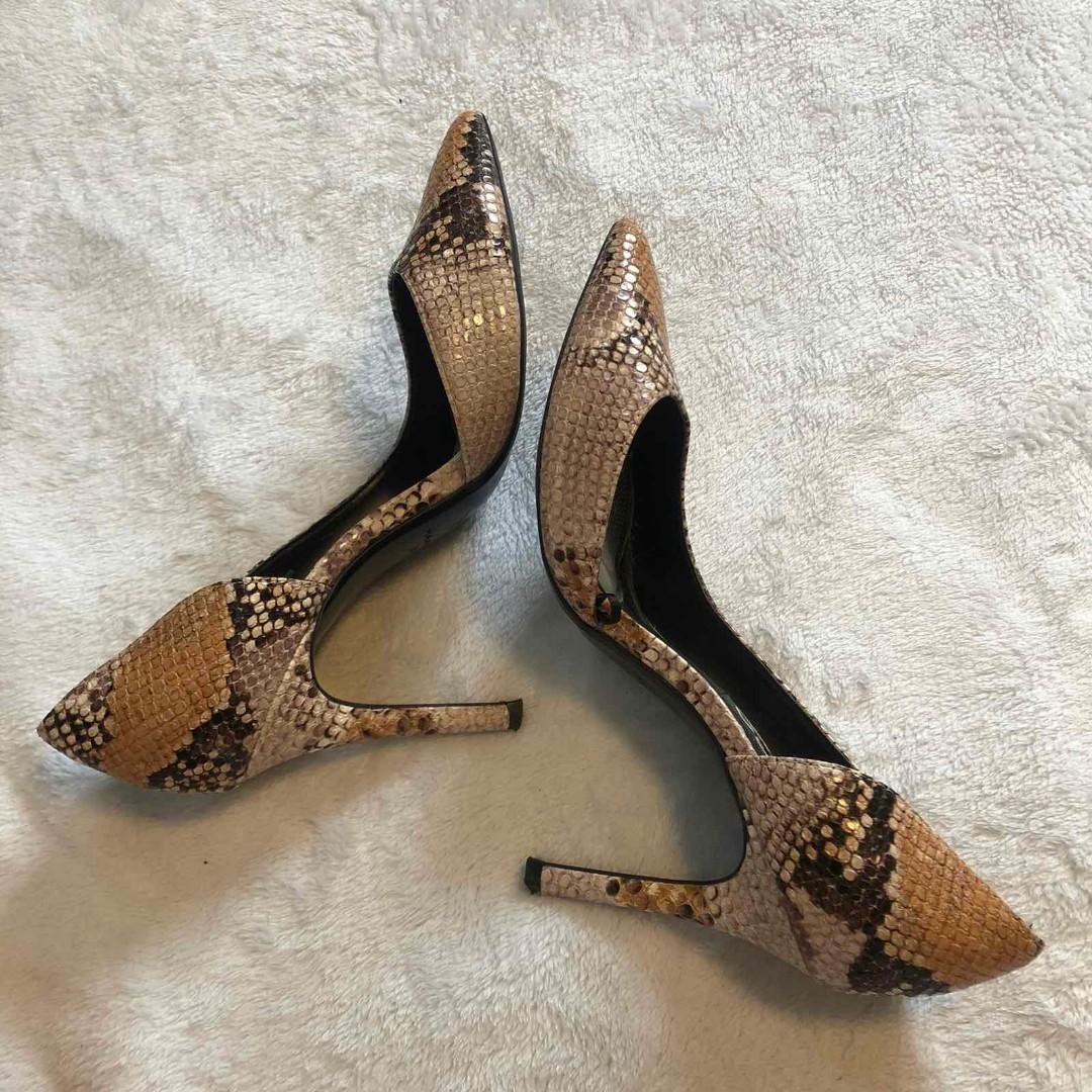 Mango top snakeskin heels