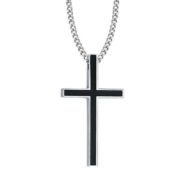 Mens cross pendant best sale silver