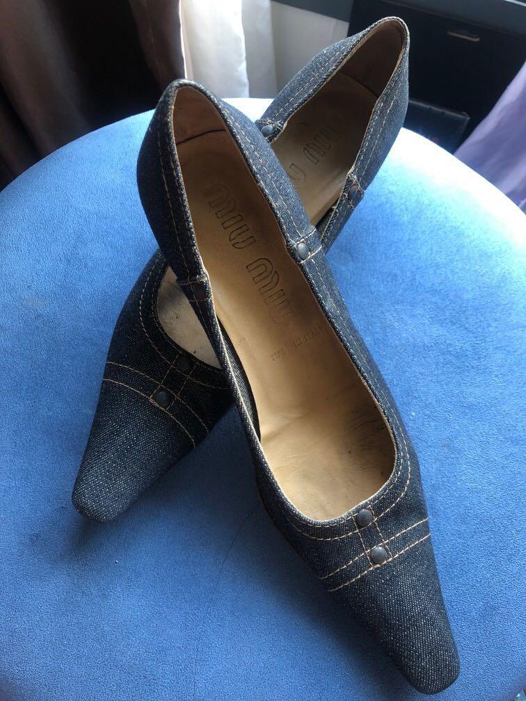 Denim kitten heels clearance
