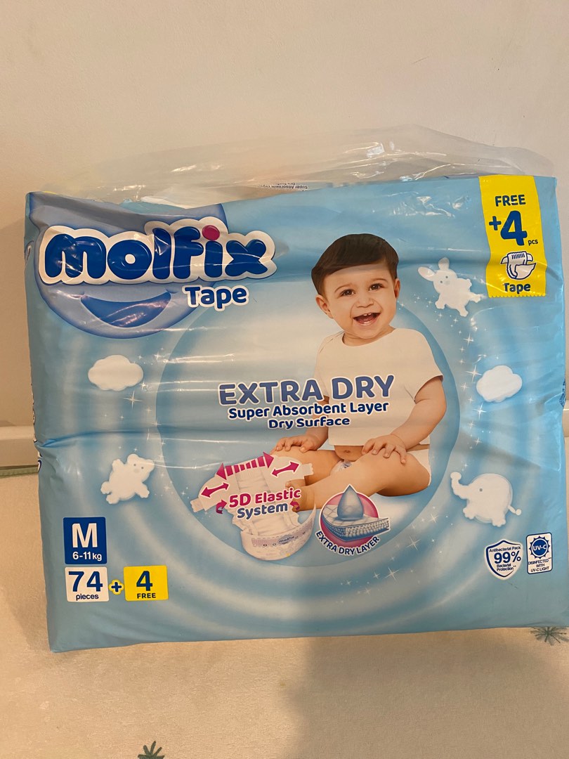 Molfix EXTRA DRY Diaper Tape Size M, Babies & Kids, Bathing & Changing