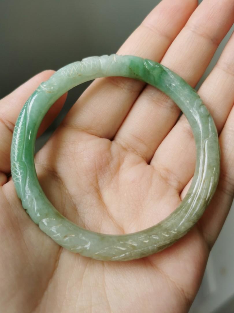 Carved jade bangle cheap