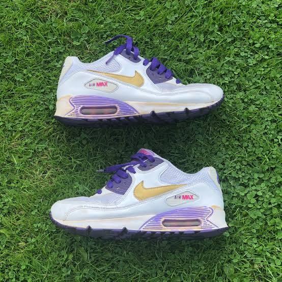 Nike Airmax 90 GS White Purple Rubber Shoes SALE