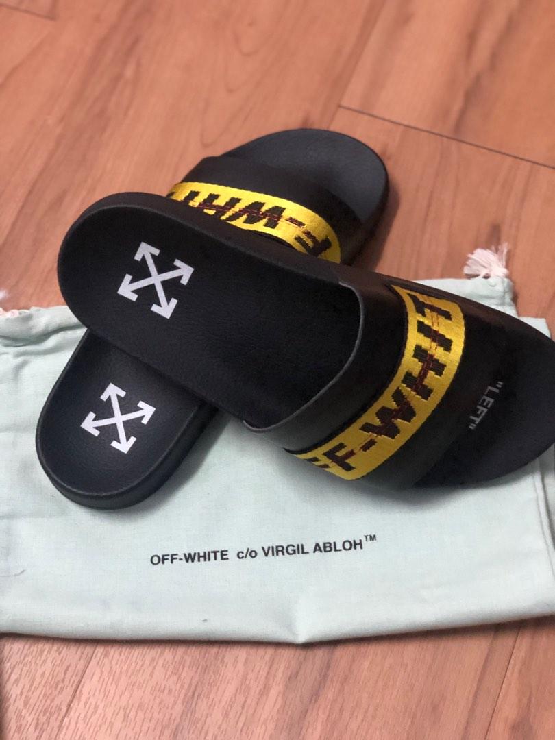 OFF WHITE INDUSTRIAL TAPE SLIDES, Men's Fashion, Footwear, Flipflops and  Slides on Carousell