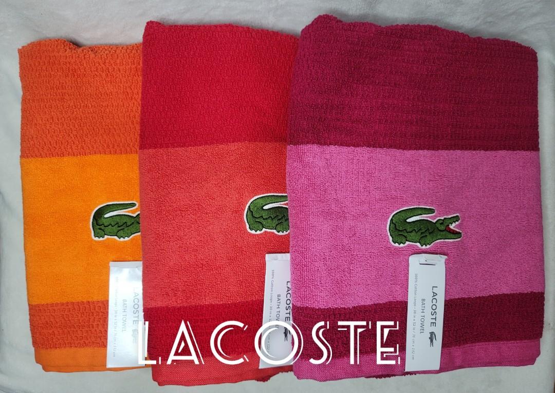 Original Lacoste Red stripes Bath Towel, Furniture & Home Living