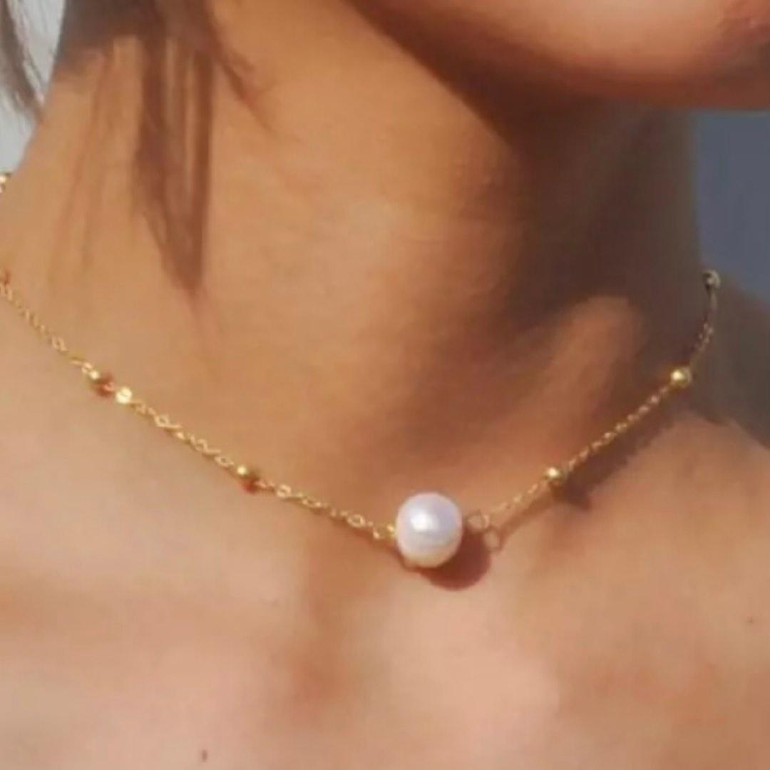 pearl necklace gold colour chain
