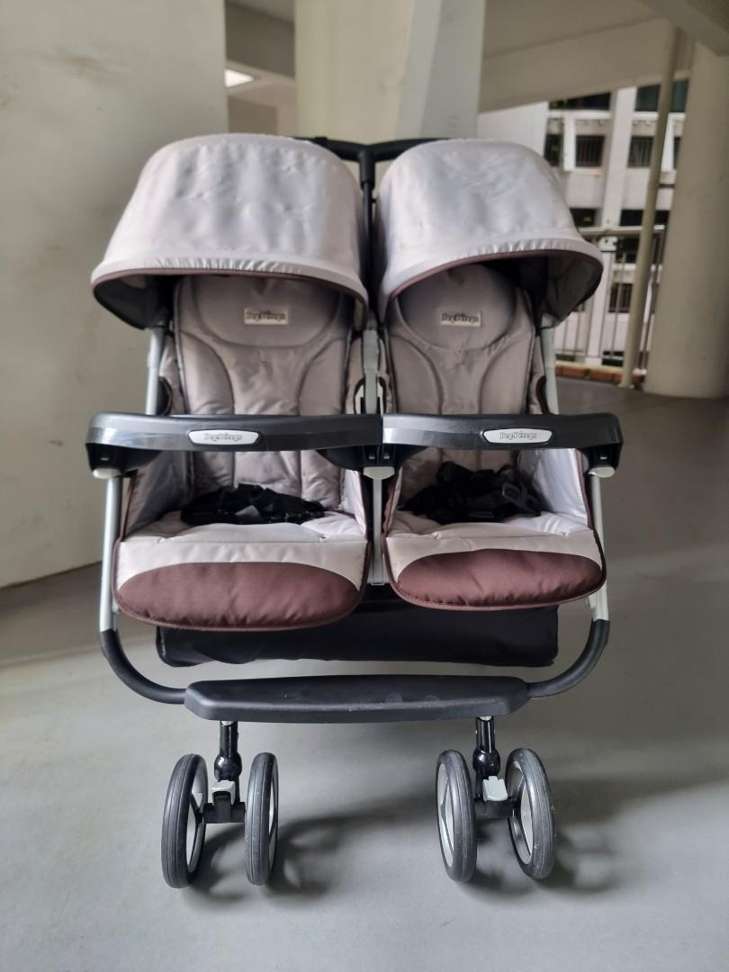 Peg Perego Aria Twin 60/40 Java Double Stroller, Babies & Kids, Going Out, Strollers on Carousell