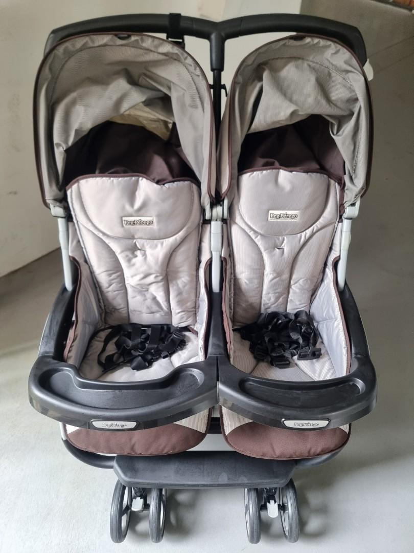 Peg Perego Aria Twin 60/40 Java Double Stroller, Babies & Kids, Going